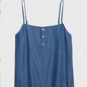 GAP Button-Front Cami in TENCEL in Medium Indigo S